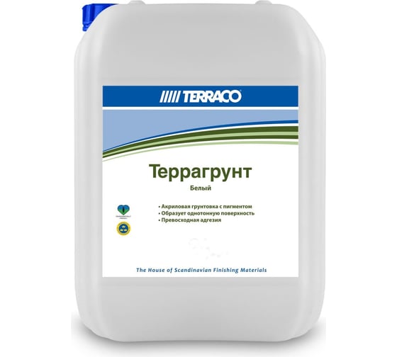 Проникающий грунт TERRACO TERRAGRUNT WHITE пигментированный, белый колеруемый 10кг 6812010