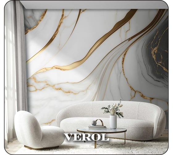 Фотообои флизелиновые Verol "мрамор" 400x283 см, серый, 4 полосы  176-ФФО-05871