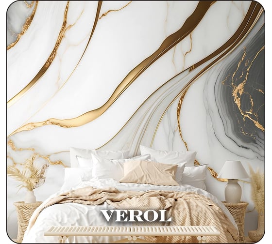 Фотообои флизелиновые Verol "мрамор" 400x283 см, серый, 4 полосы  176-ФФО-05871