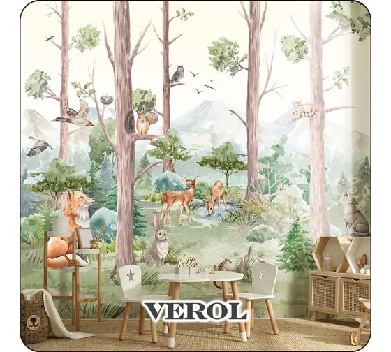 Фотообои флизелиновые Verol "Лес" 300x283 см, разноцветный, 3 полосы 160-ФФО-05850