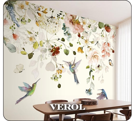 Фотообои флизелиновые Verol 300x283 см цветы и птицы 141-ФФО-05795