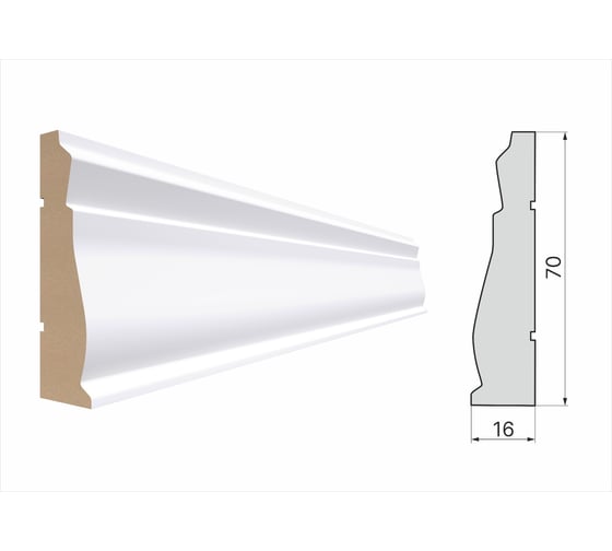 Наличник STELLA 70G МДФ, белый, 2200х70х16 мм, упаковка 5 шт ЦБ-00012000