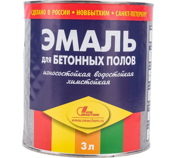 Эмаль для бетонных полов НОВБЫТХИМ темно-красная, 3 л 365