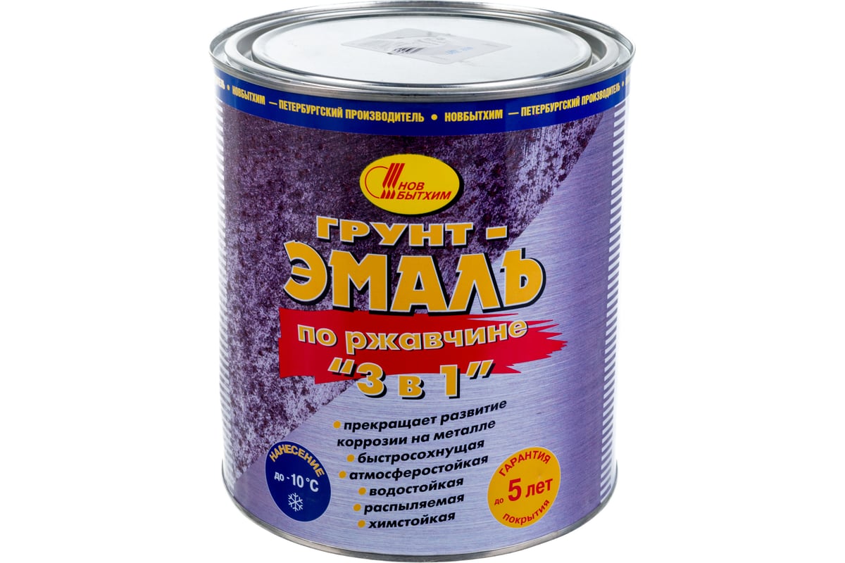 Грунт-эмаль по ржавчине 3в1 НОВБЫТХИМ серая, 3 л 575 - выгодная цена ...