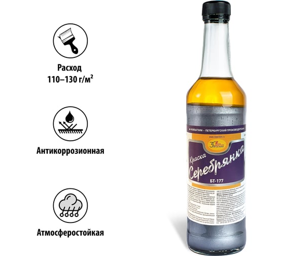 Краска БТ-177 НОВБЫТХИМ серебрянка 0,5л 1822