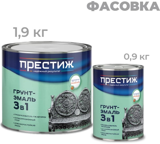Грунт-эмаль по ржавчине Престиж серая 1,9 кг 6 22029