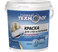 Краска для стен и потолков НОВБЫТХИМ интерьерная супербелая, 7 кг 1261