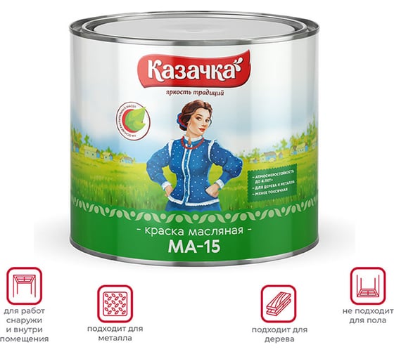 Краска Престиж МА-15 белая 1,9 кг 6 Казачка 21556