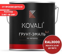 Грунт-эмаль KOVALI 3 в 1 полуглянец огненно-красная RAL 3000 2,4кг kov3.1.5С3000