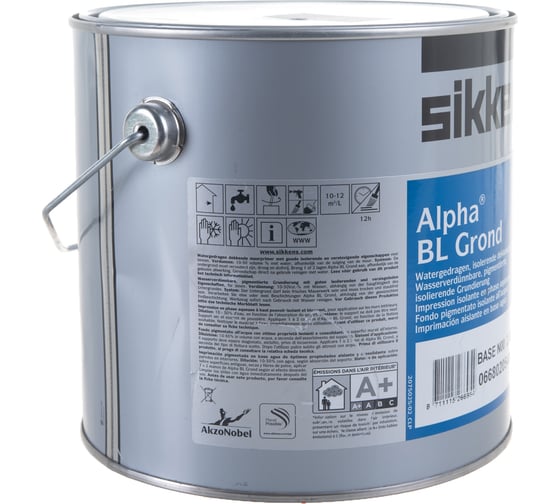 Краска SIKKENS ALPHA BL GROUND грунтовочная для мин.поверхностей, для вн.работ, мат., BS N00 2,5л 5061651