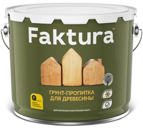 Грунт-пропитка для дерева FAKTURA с защитой от биопоражений, ведро 9 л, 208539