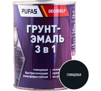 Грунт-эмаль Pufas 3 в 1 черная глянц. Decoself 0,9кг тов-200096