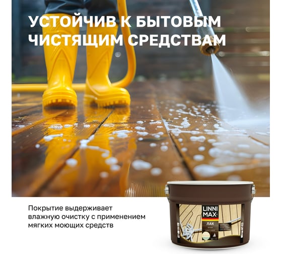 Яхтный алкидно-уретановый лак LINNIMAX матовый 9 л 948105183