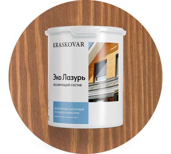 Лессирующая пропитка для древесины Kraskovar «Эко Лазурь», красное дерево 2л 1200