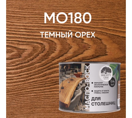 Масло-воск для столешниц MIGHTY OAK Тёмный орех, 0,4 л MO180