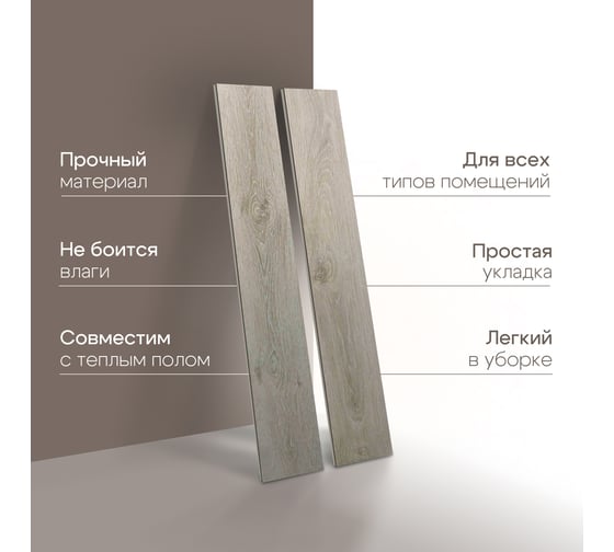 Виниловый ламинат SPC Novafloor, 2.16квм, водостойкий, 42 класс, Дуб выбеленный, Россия Q-35 Дуб выбеленный