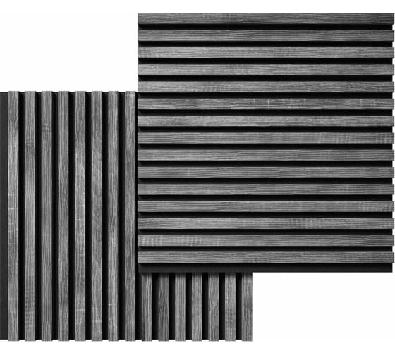 Акустические стеновые панели Cosca Decor 1200x600x19 мм, черный войлок, рейки МД 00-00075630