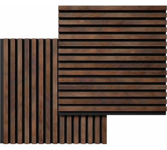 Акустические стеновые панели Cosca Decor 600x600x19 мм, черный войлок, рейки МДФ 00-00074608