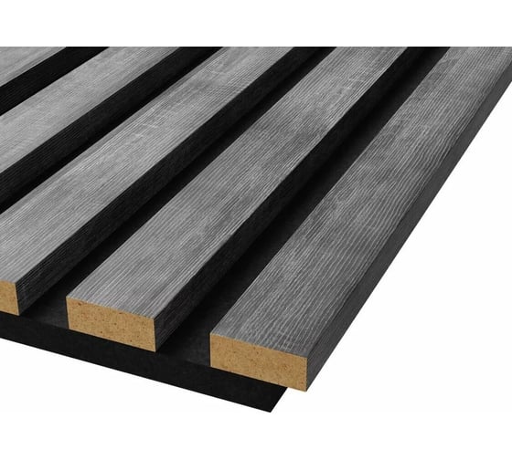 Акустические стеновые панели Cosca Decor 600x600x19 мм, черный войлок, рейки МДФ 00-00075629