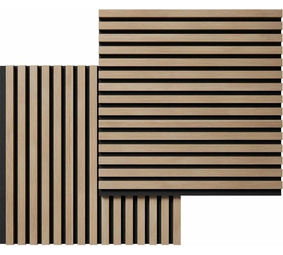 Акустические стеновые панели Cosca Decor 600x600x19 мм, черный войлок, рейки МДФ 00-00074602