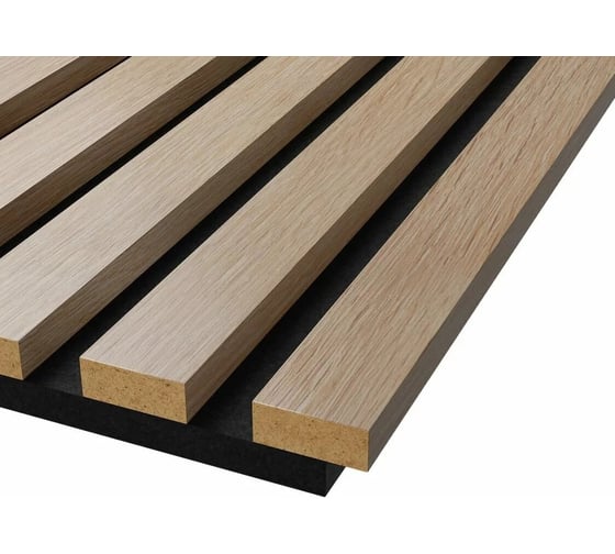 Акустические стеновые панели Cosca Decor 600x600x19 мм, черный войлок, рейки МДФ 00-00074602