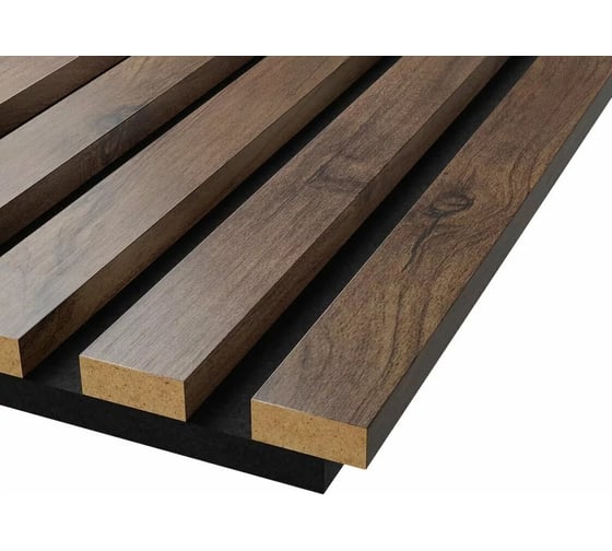 Акустические стеновые панели Cosca Decor 600x600x19 мм, черный войлок, рейки МДФ 00-00074606
