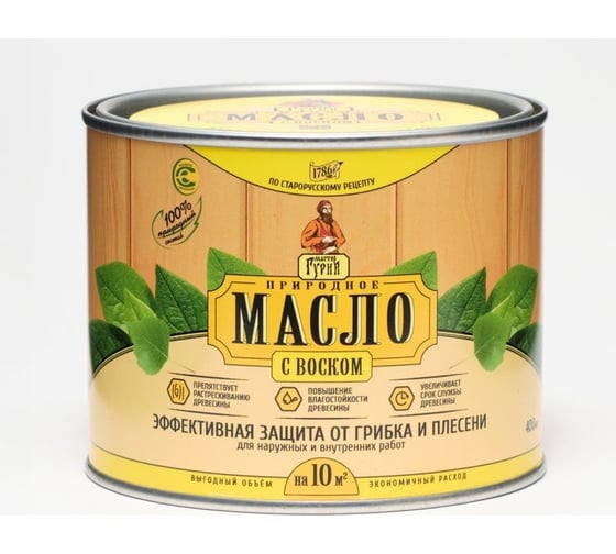 Природное масло Мастер Гурий 0,4 л, на основе льняного масла МГ4766 1