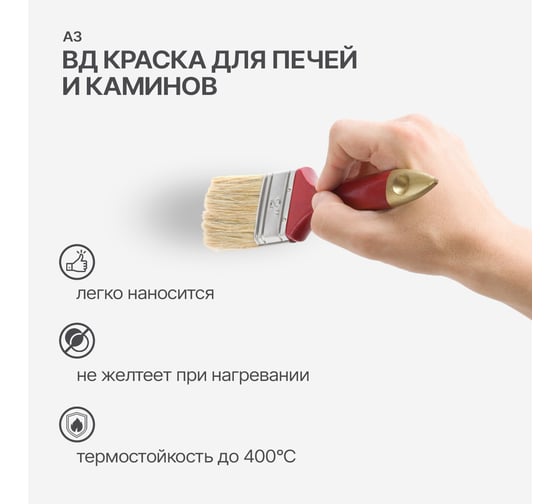 Водно-дисперсионная краска для печей и каминов А3 красно-коричневая, 1,3 кг 028819596