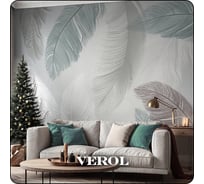 Премиум фотообои на стену флизелиновые Verol 3D Перья, 500x283 см, моющиеся обои на стену, декор для дома 192-ФФО-04652