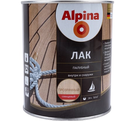 Лак ALPINA SVT алкидно-уретановый, палубный, глянцевый, 0.75 л 948103966