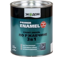 Грунт-эмаль по ржавчине ЭКОДОМ 3в1 зеленый мох 2,5 кг 3 206036