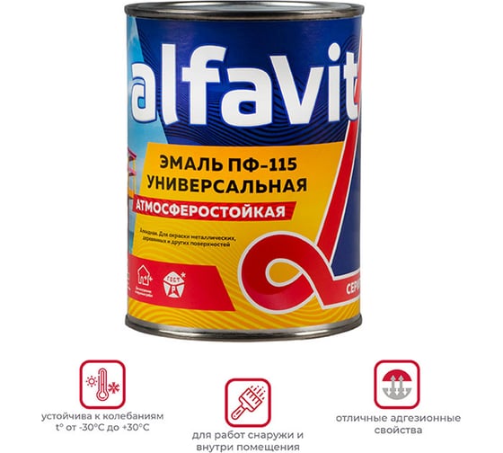 Эмаль ALFAVIT Альфа ПФ-115 черная 0,9 кг 14 30764