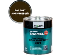 Грунт-эмаль по ржавчине ЭКОДОМ 3в1 коричневая 2,5 кг 3 206039