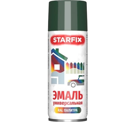 Краска-эмаль аэрозольная универсальная STARFIX зеленый темный, 520 мл (6009) SM-100037-1