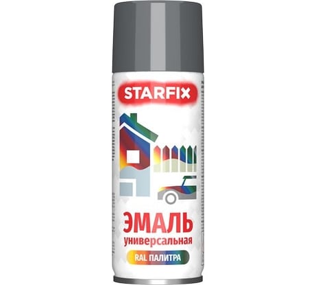 Краска-эмаль аэрозольная универсальная STARFIX серый, 520 мл (7024) SM-101052-1