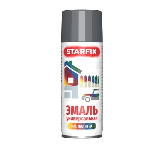 Краска-эмаль аэрозольная универсальная STARFIX серый, 520 мл (7024) SM-101052-1