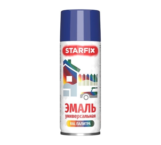 Краска-эмаль аэрозольная универсальная STARFIX синий темный, 520 мл (5002) SM-99030-1 1