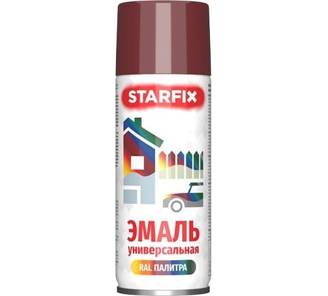 Краска-эмаль аэрозольная универсальная STARFIX вишневый, 520 мл (3004) SM-97032-1
