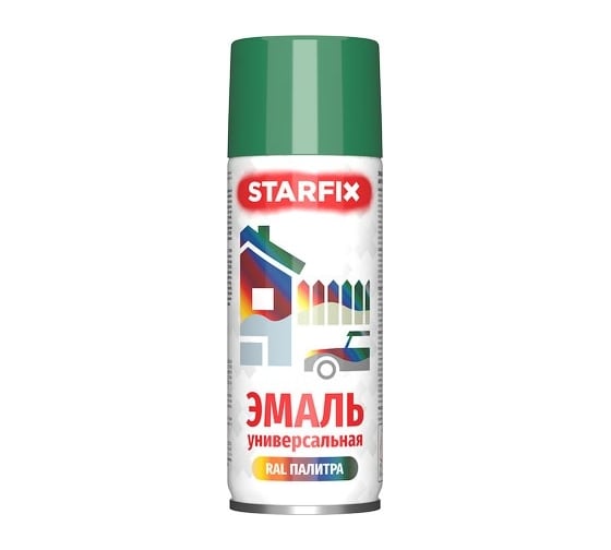 Краска-эмаль аэрозольная универсальная STARFIX зеленый, 520 мл (6029) SM-100057-1 1