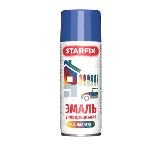 Краска-эмаль аэрозольная универсальная STARFIX синий, 520 мл (5010) SM-99038-1 1