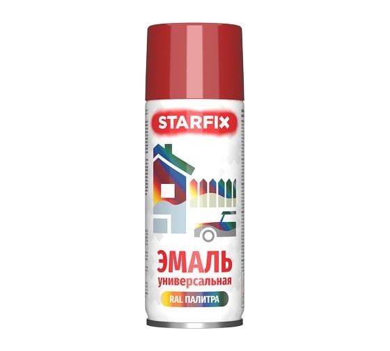 Краска-эмаль аэрозольная универсальная STARFIX красный, 520 мл (3002) SM-97030-1 1