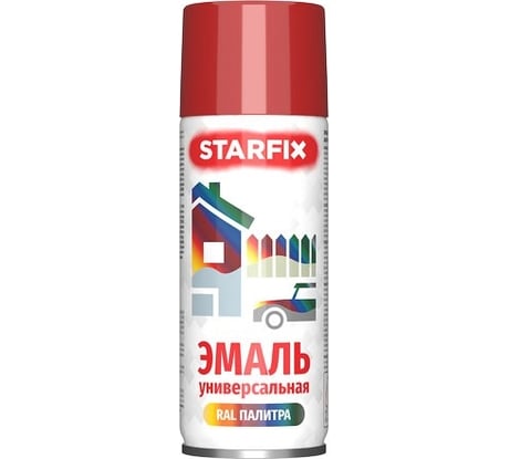 Краска-эмаль аэрозольная универсальная STARFIX красный огонь, 520 мл (3000) SM-97028-1