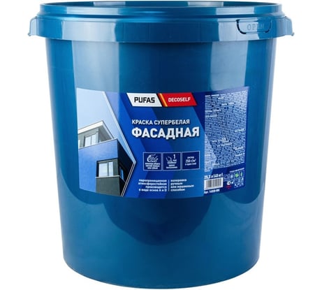 Фасадная краска Pufas белая Decoself Основа A мороз. 40кг ФК тов-142270