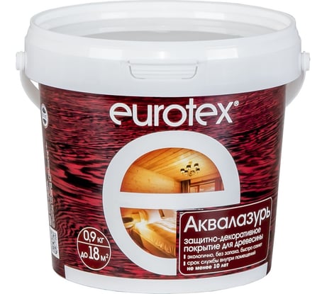 Защитно-декоративное покрытие для древесины Eurotex Аквалазурь олива, полуглянцевое, 0.9 кг 48778