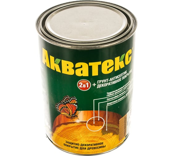 Защитно-декоративное покрытие для дерева АКВАТЕКС 2 в 1 полуматовое, дуб, 0.8 л 10454