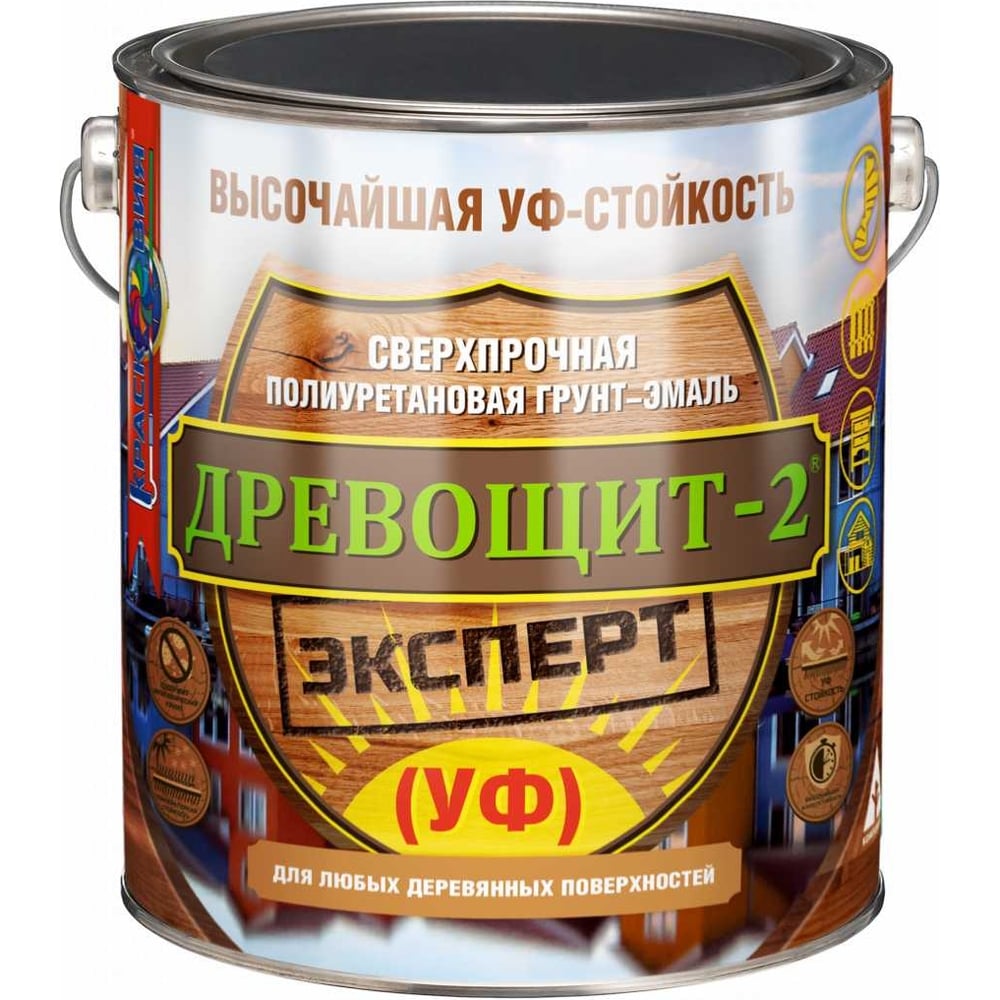 Полиуретановая УФ-стойкая грунт-эмаль для дерева Красковия Древощит-2 ...