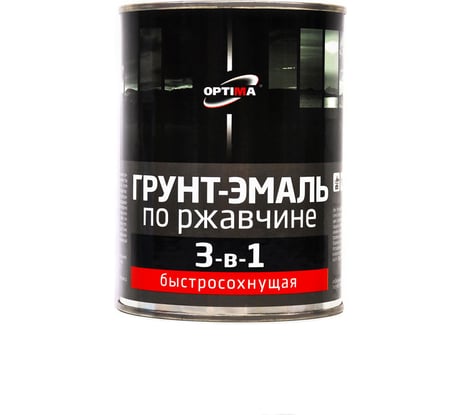 Быстросохнущая грунт-эмаль OPTIMA 3 в 1 0,8кг черная 11598021