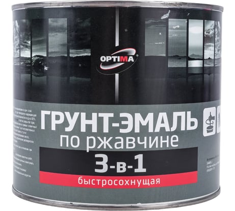 Быстросохнущая грунт-эмаль OPTIMA 3 в 1 1,7кг зеленая 11598024