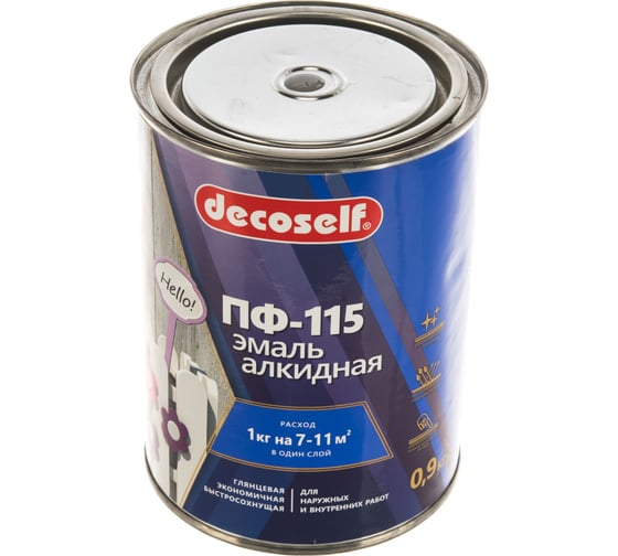 Эмаль Pufas ПФ-115 серая Decoself 0,9кг тов-200191