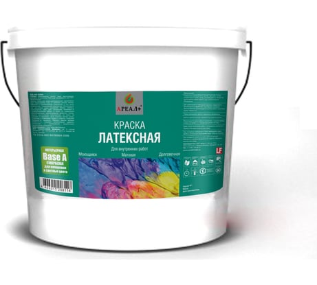 Латексная краска для стен и потолков Ареал+ BASE A ВД-АК 0204 9 л А-026